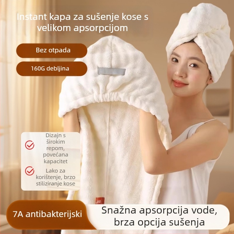 Ženska kapa za sušenje kose – izuzetno upijajuća, brzo sušenje, turbanski tuš kapa, zgušćena, 50–79 g