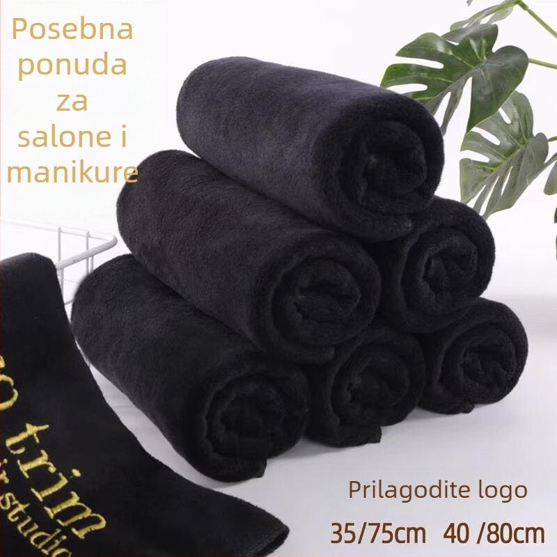 Crna ručnik za frizerski salon, ručnik za manikuru i stol za šminku, veliki ručnik za teretanu, upija i bez dlačica, ručnik za čišćenje auta, prilagodljiv