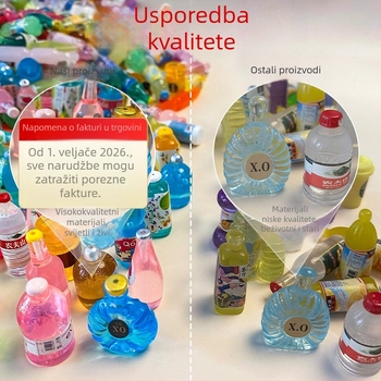 Miniaturna boca napitka – plastika/smola, tisak, uzorak boce napitka, DIY za djecu