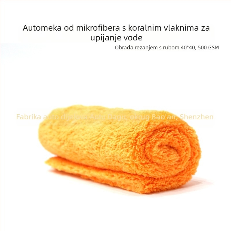 Krpa od koralnog flisa za njegu automobila – skupljanje vode, nanošenje voska, unutrašnje uređenje, 500 GSM