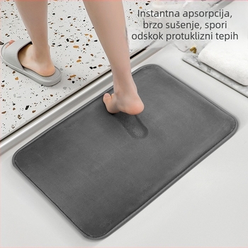 Kupaonska protuklizna podloga – upija vodu, debela, brzo se suši (Materijal: flanelna spužva; Stil: moderni minimalistički; Uzorak: jednobojan; Namjena: kupaonica; Funkcija: apsorpcija vode)