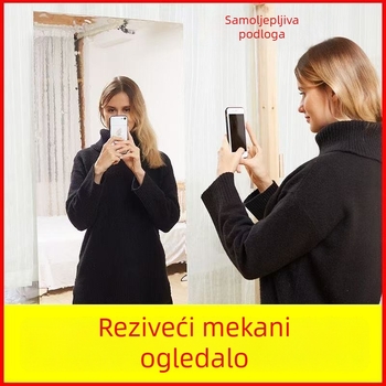 Cijelo tijelo ogledalo – zidna naljepnica, PET materijal, samoljepljivo, prilagodljivo, moderan minimalistički stil, pogodno za dnevni boravak, spavaću sobu, kupaonu, ulaz