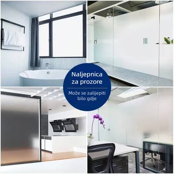 Film za privatnost prozora — samoljepljivi PVC, elektrostaticko prianjanje, pojačana debljina, moderan minimalistički stil, pogodna za dnevni boravak, balkon i kupaonicu