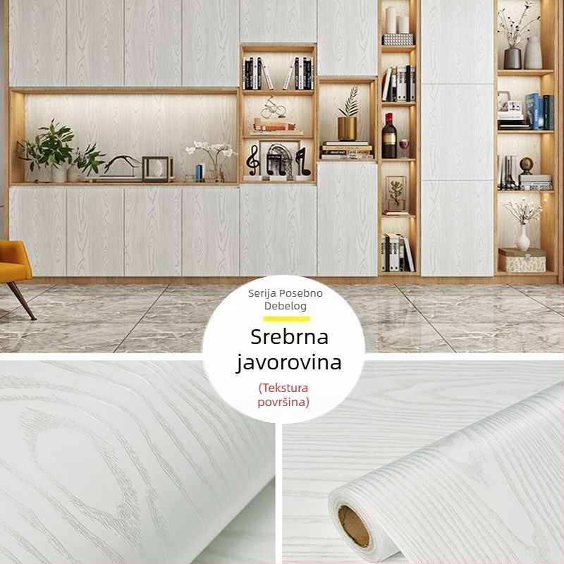 Izuzetno debeli vinil naljepnice s drvenim uzorkom za renovaciju namještaja, PVC, prugasti uzorak, kineski stil, dnevni boravak