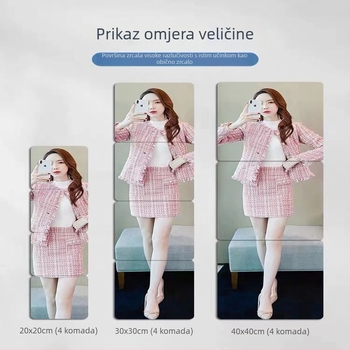 Ovalno samoljepljivo zidno ogledalo, akril, cijelo tijelo, vodootporno, za spavaću sobu i kupaonicu