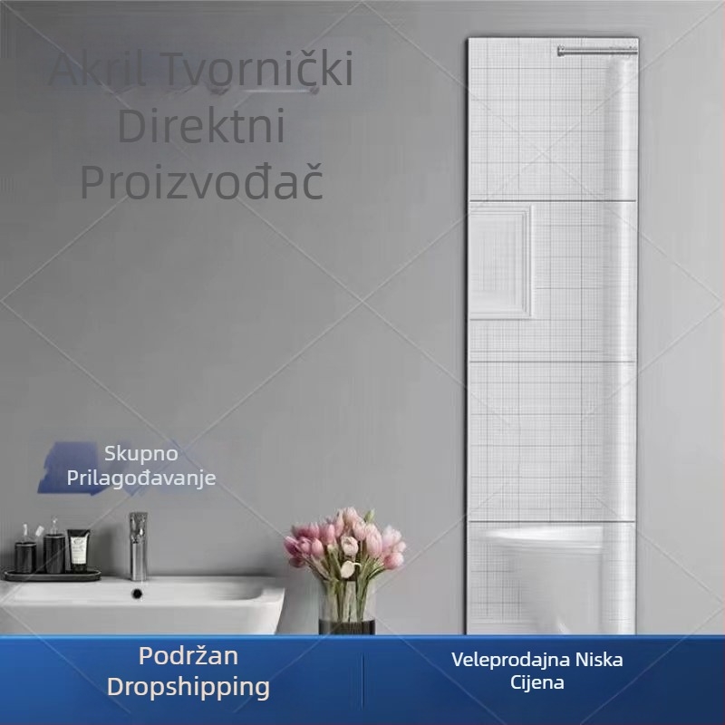 Ovalno samoljepljivo zidno ogledalo, akril, cijelo tijelo, vodootporno, za spavaću sobu i kupaonicu