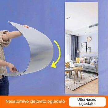 Ogledalo | HD samoljepljivo akrilno zidno ogledalo, otporno na lomljenje, bez bušenja; plastični okvir, brenda Meina, model ykl-jz, moderan stil