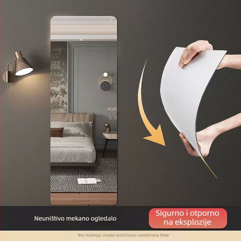 Ogledalo | HD samoljepljivo akrilno zidno ogledalo, otporno na lomljenje, bez bušenja; plastični okvir, brenda Meina, model ykl-jz, moderan stil