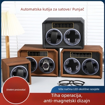 Drveni automatski navijač satova s kutijom za pohranu