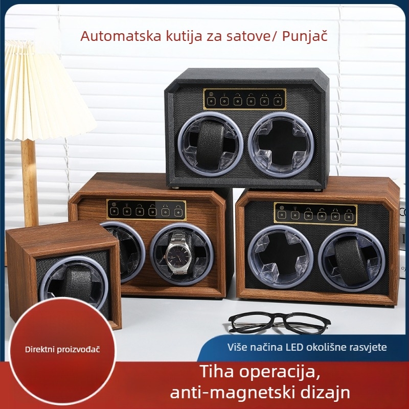 Drveni automatski navijač satova s kutijom za pohranu