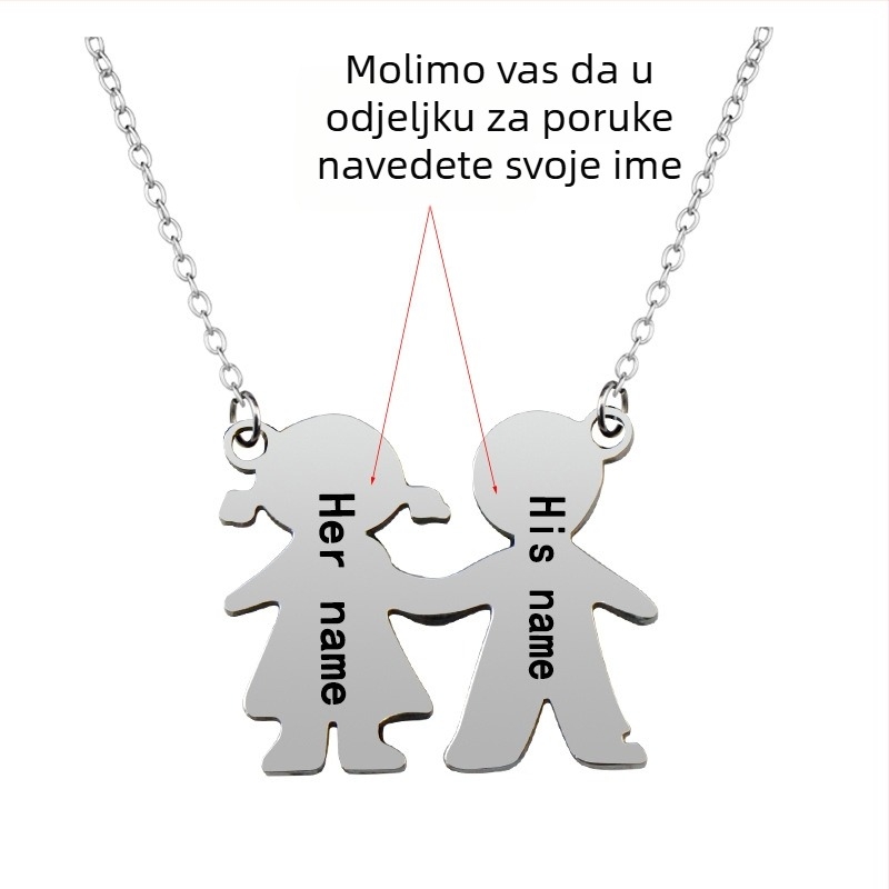 Geometrijski privjesak od legure za parove, laserska obrada, križasti lanac, duljina 21–50 cm