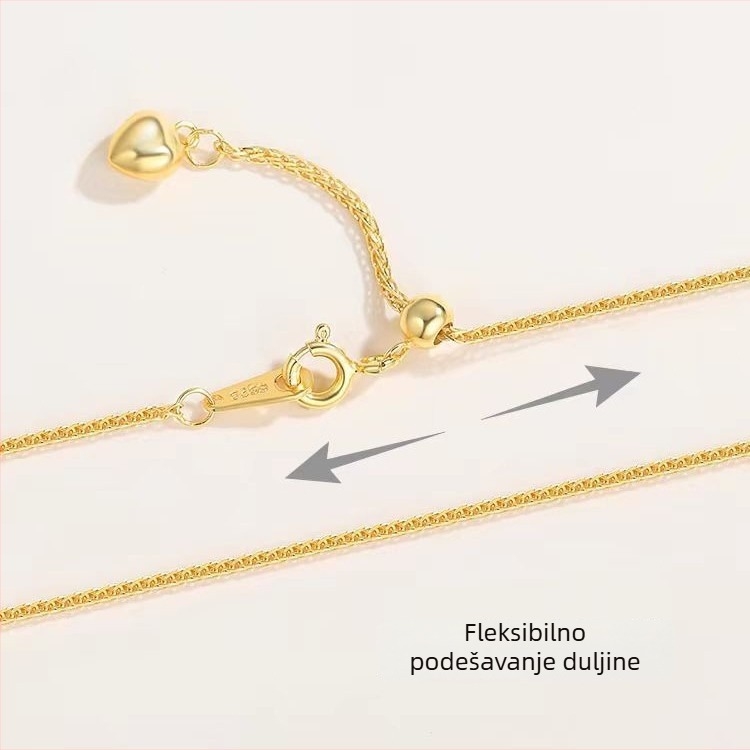Ogrlica od srebra 925 za žene s Chopin lancem, privjesak u obliku srca i geometrijskih elemenata, podesiva duljina 41–50 cm, višeslojni dizajn