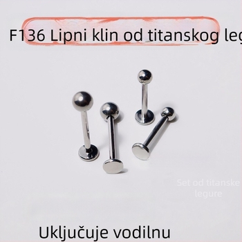 Titanijev lip stud s unutarnjim navojem, ručna izrada, pogodan za anodizaciju