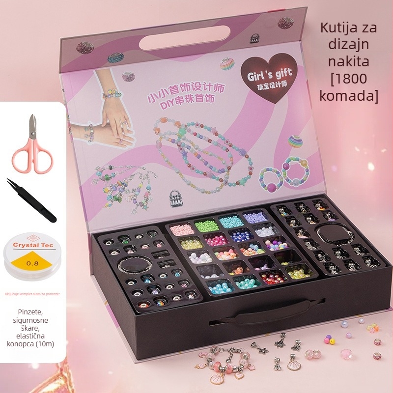 DIY set za izradu nakita od perlica za djecu – edukativni ručno izrađeni set za izradu ogrlica i narukvica, zima 2024