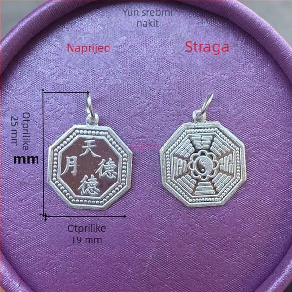 Ogrlica s Bagua geometrijskim privjeskom u obliku tikve, unisex, srebrno platinirana, elektroplating, etnički stil (Poreklo: Jinhua; Proljeće 2023)