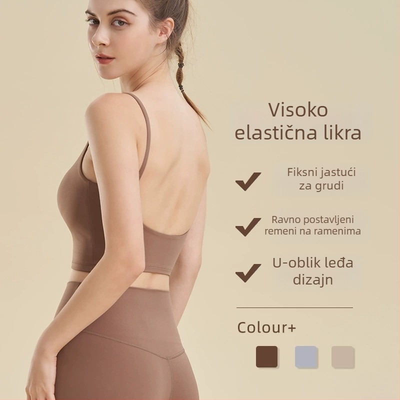 Lycra jednovrstni joga top s naramenicama sling, otporan na udarce, žensko sportsko donje rublje