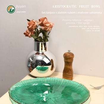 Staklena posuda za voće u europskom stilu, kružnog oblika, otporna na toplinu, kompatibilna s mikrovalnom, logo tiskano