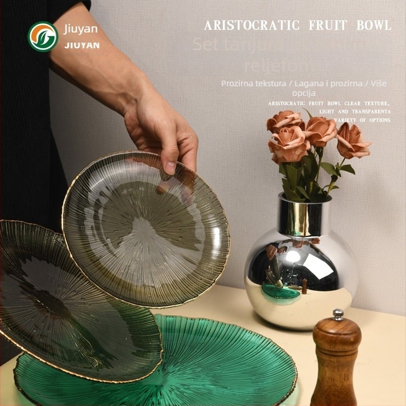 Staklena posuda za voće u europskom stilu, kružnog oblika, otporna na toplinu, kompatibilna s mikrovalnom, logo tiskano