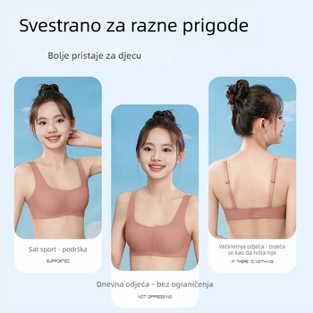 Djevojački bežični sportski grudnjak, tanak model, za pubertet, bezšivan, prozračan