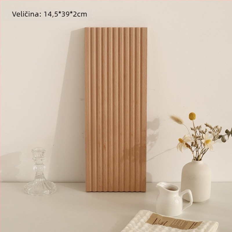 Nepravilno oblikovan drveni pladanj za dekoraciju i skladištenje, nordijski stil, ručno crtana površina, prugasti uzorak, promjer 11–13.9 cm.