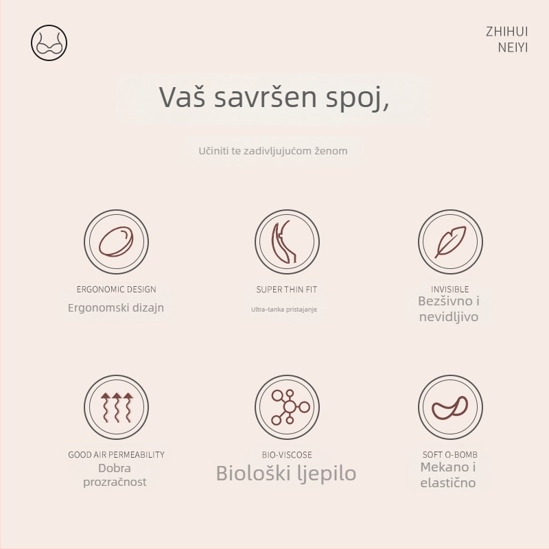 Samodijeljiva podložnica za grudi – pamuk, trokutasti oblik, srcolni kontur, debeli, nevidljiva