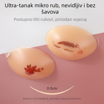 Silikonske podloške za grudi s otiskom ruže, diskretne i zatežuće, tanke, eliptičnog oblika bradavice