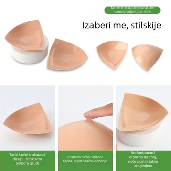 Grudni jastučić trokutastog oblika, samoljepljiv, dvostrano ljepilo, tanak, višekratna upotreba (materijal: najlon; oblik: trokut; ljepilo: dvostrano; debljina: tanka; ponovna uporaba)