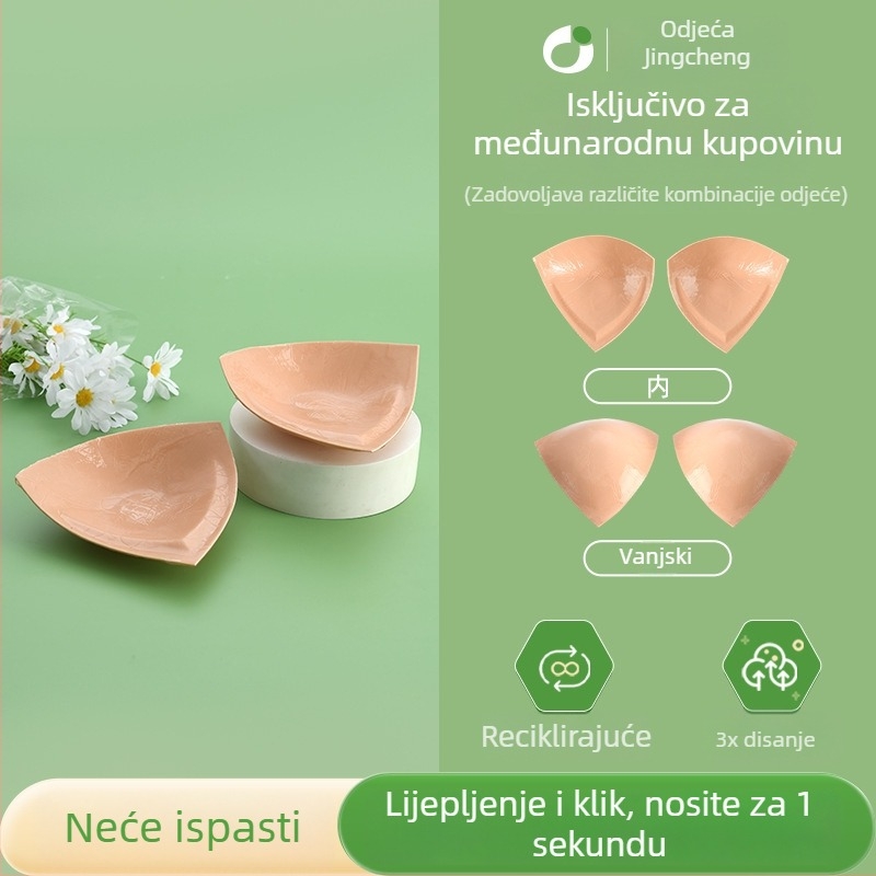 Grudni jastučić trokutastog oblika, samoljepljiv, dvostrano ljepilo, tanak, višekratna upotreba (materijal: najlon; oblik: trokut; ljepilo: dvostrano; debljina: tanka; ponovna uporaba)