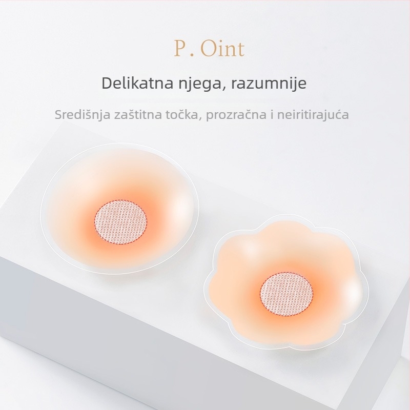 Silikonski patch za grudi — bez tragova, prozračan, nevidljiv, tanak, proziran, kružni dio bradavice