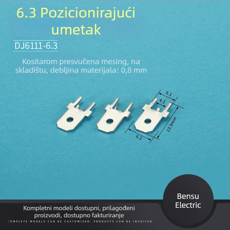 DJ6111-6.3 6.3 mm pozicijski umetak za PCB