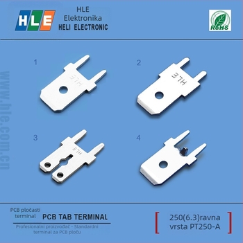 PCB priključak Heli HLE 250/6.3, ravno umetanje, izolator od mesinga s pocinovanim premazom, 4 vodiča, PCN
