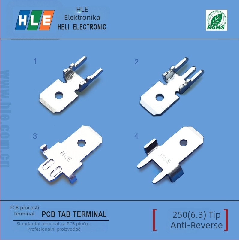 PCB priključak Heli HLE 250/6.3, ravno umetanje, izolator od mesinga s pocinovanim premazom, 4 vodiča, PCN