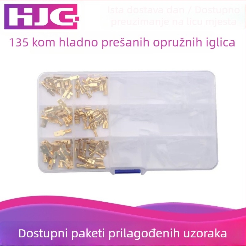 135 komada zlatnih i srebrnih hladno presovanih opružnih umetaka za terminalne blokove 2,8/4,8/6,3 mm
