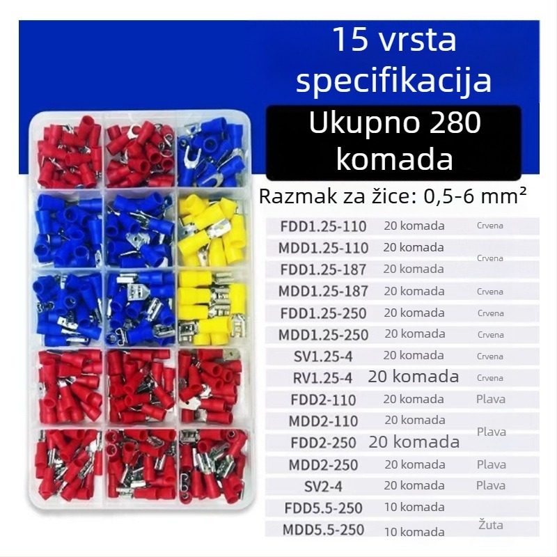 Izolirani terminalni blok, 10 polova, hladno presovanje, komplet od 280 komada