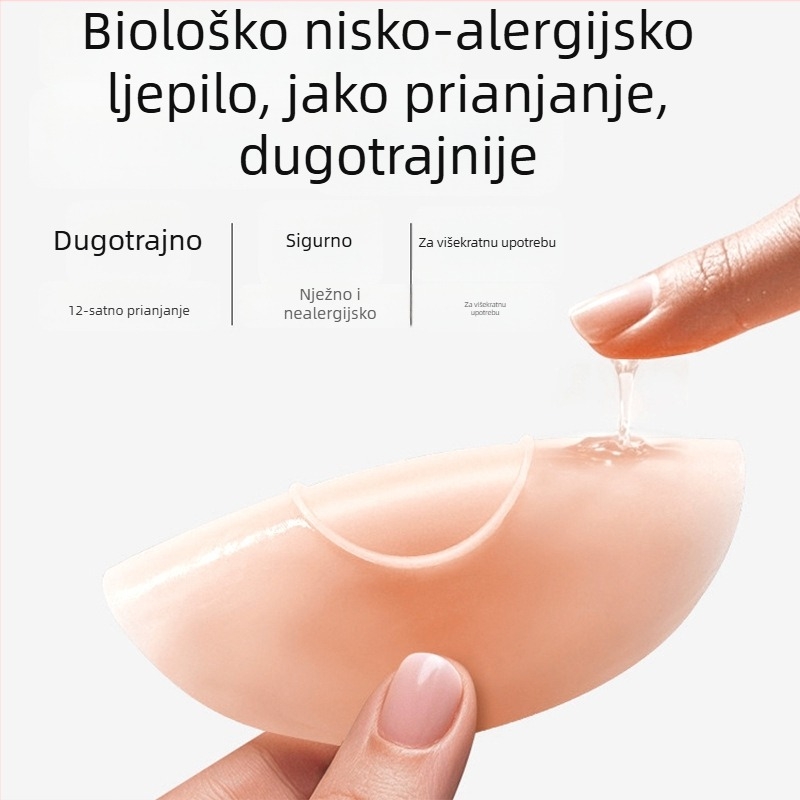 8–10 cm silikonska podloga za grudi bez ljepila, prozračna, diskretna, perforirana