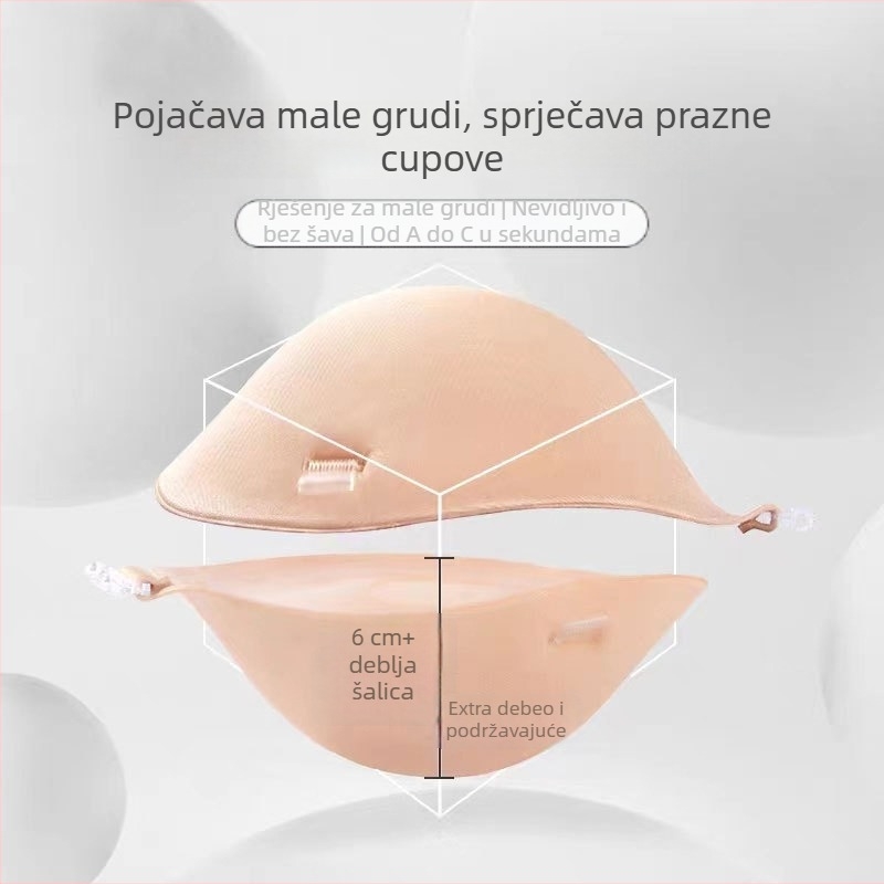Bezrameni čašice za vjenčanu haljinu, debeli, push-up učinak, najlon, sjajan završetak, kružni oblik bradavice, seksi stil