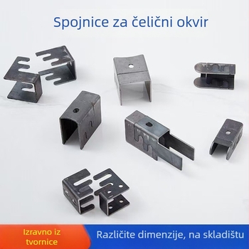 Spona za okvir radnog stola - željezo, spoj s kvadratnom cijevi, dvostruka kuka, moderni minimalistički stil