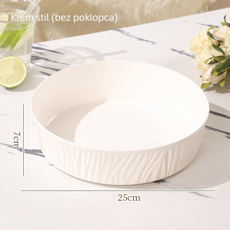 Posuda za voće s poklopcem – plast, lagani luksuzni teksturirani dizajn, europski stil, velik kapacitet za suho voće i slatkiše