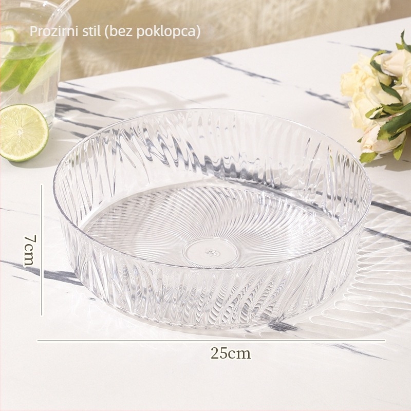 Posuda za voće s poklopcem – plast, lagani luksuzni teksturirani dizajn, europski stil, velik kapacitet za suho voće i slatkiše