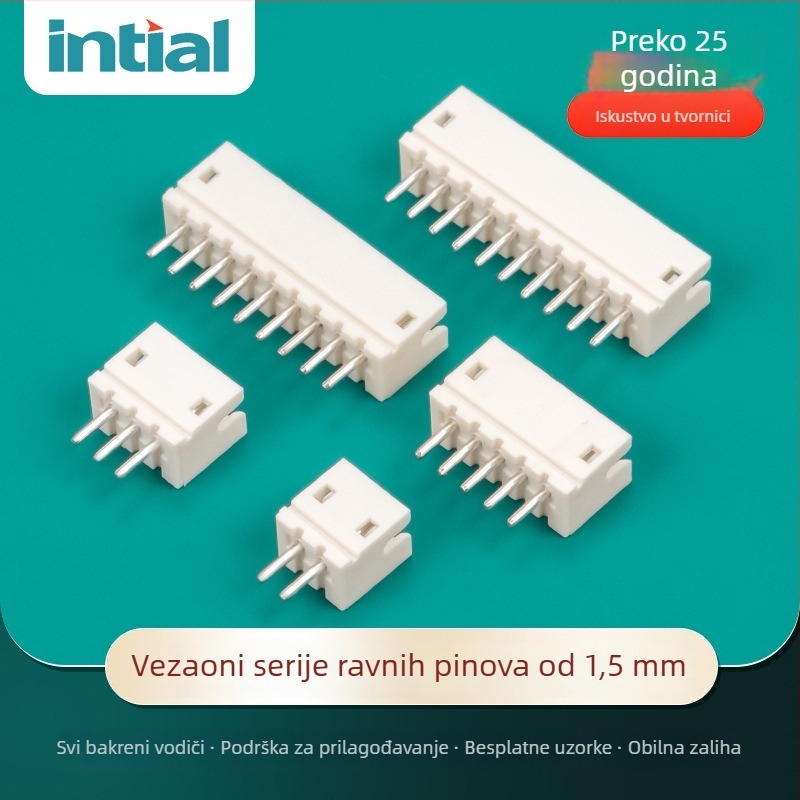 Vertikalni pin header za terminal blokove, ravni pinovi, 180° raspored, razmak 1,5 mm