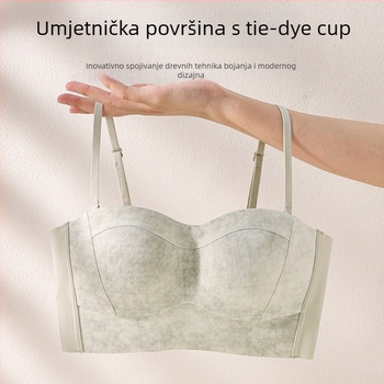 Bešavni bežični grudnjak za žene, bočno skupljanje dojki, protiv opuštanja, bandeau stil, puna košarica, najlon s podstavom od spandexa 30–50%, fiksne naramenice, stražnje kopčanje s četiri reda kuki