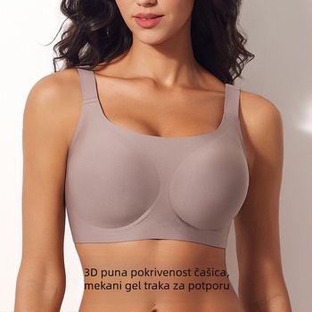 Bežični sportski grudnjak s punim košaricama, tanke oblikovane košarice, fiksni naramenice, stražnje zatvaranje s četiri reda kopči, prozračan najlon s elastanskom podstavom