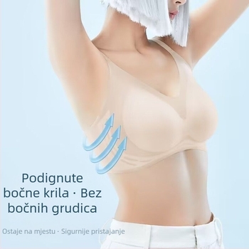 Bešiv grudnjak - ultratanki, prozračni, bez žice, oblikovane košarice (gornji dio tanak, donji dio deblji), fiksne dvostruke naramenice, stražnje dvostruko kopčanje