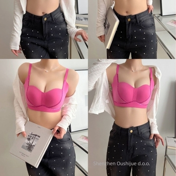 Push-up bešavni tube-top grudnjak, 3/4 košarica, tanke oblikovane košarice, fiksne dvostruke naramenice, stražnji četiri reda kopči
