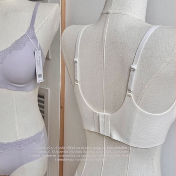 Set grudnjaka – 3/4 košarice, tanke modelirane košarice, najlon materijal, stražnje zatvaranje s tri reda kukica, čvrsti dvostruki kaiševi