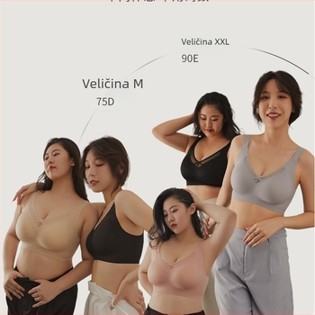 Bezšivna sportska grudnjica s tankim oblikovanim košaricama; glavni materijal najlon; podstava od spandeksa; fiksni dvostruki naramenici; stražnji zatvarač s četiri reda kukica