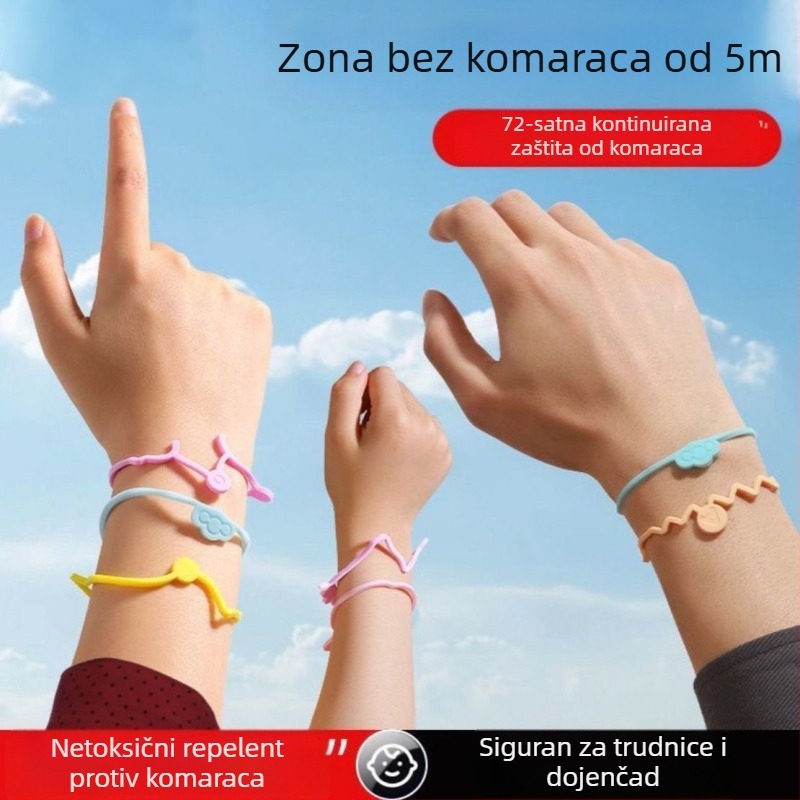 Srebrni narukvica za djecu – etnički stil, životinjski motiv, repelent protiv komaraca s eteričnim uljima, dodatak za ruku, proljeće 2025