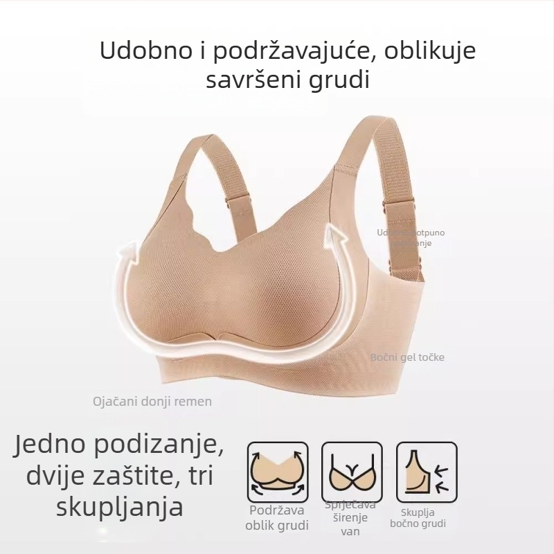 Bešivni grudnjak za žene, lagani ljetni dizajn, podiže i skuplja grudi, sprječava opuštanje, stražnje zatvaranje s četiri reda kopči, 3/4 košarica, podesive naramenice