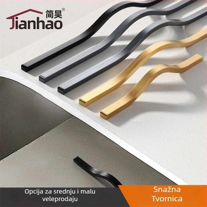 Ručka za vrata ormara, aluminijska legura, lijevano pod tlakom, moderni minimalistički stil, Jane Hao model 5071
