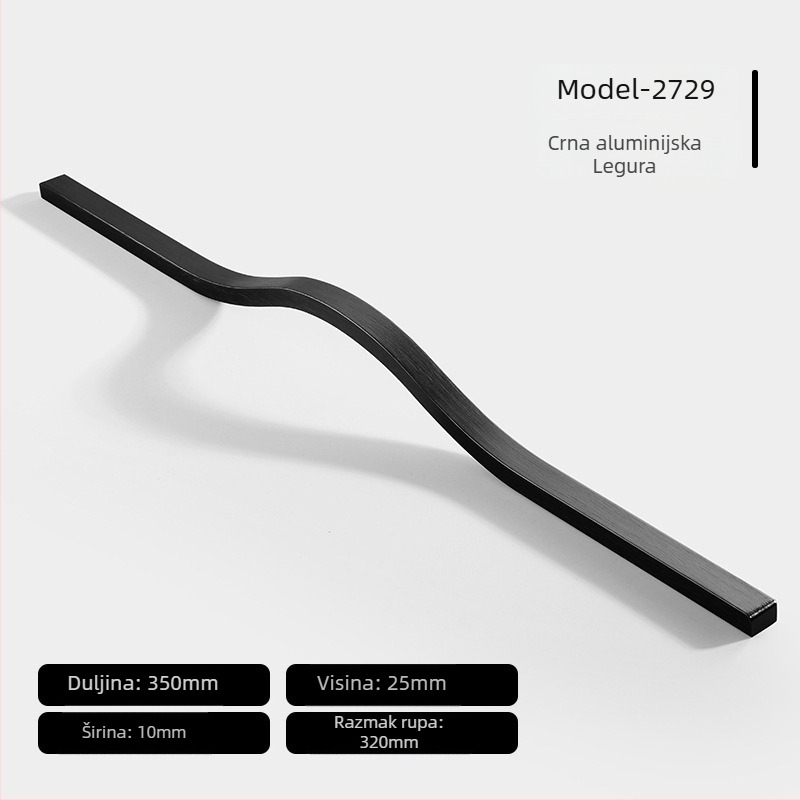Ručka za vrata ormara, aluminijska legura, lijevano pod tlakom, moderni minimalistički stil, Jane Hao model 5071